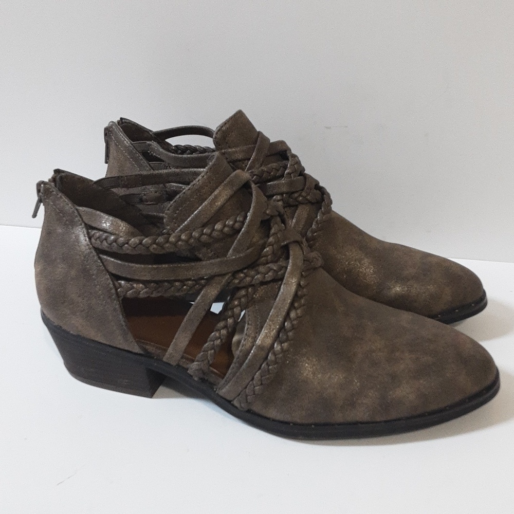True craft ankle booties women 9M brown Metallic  Casual Festival Y2k Rodeo Rero